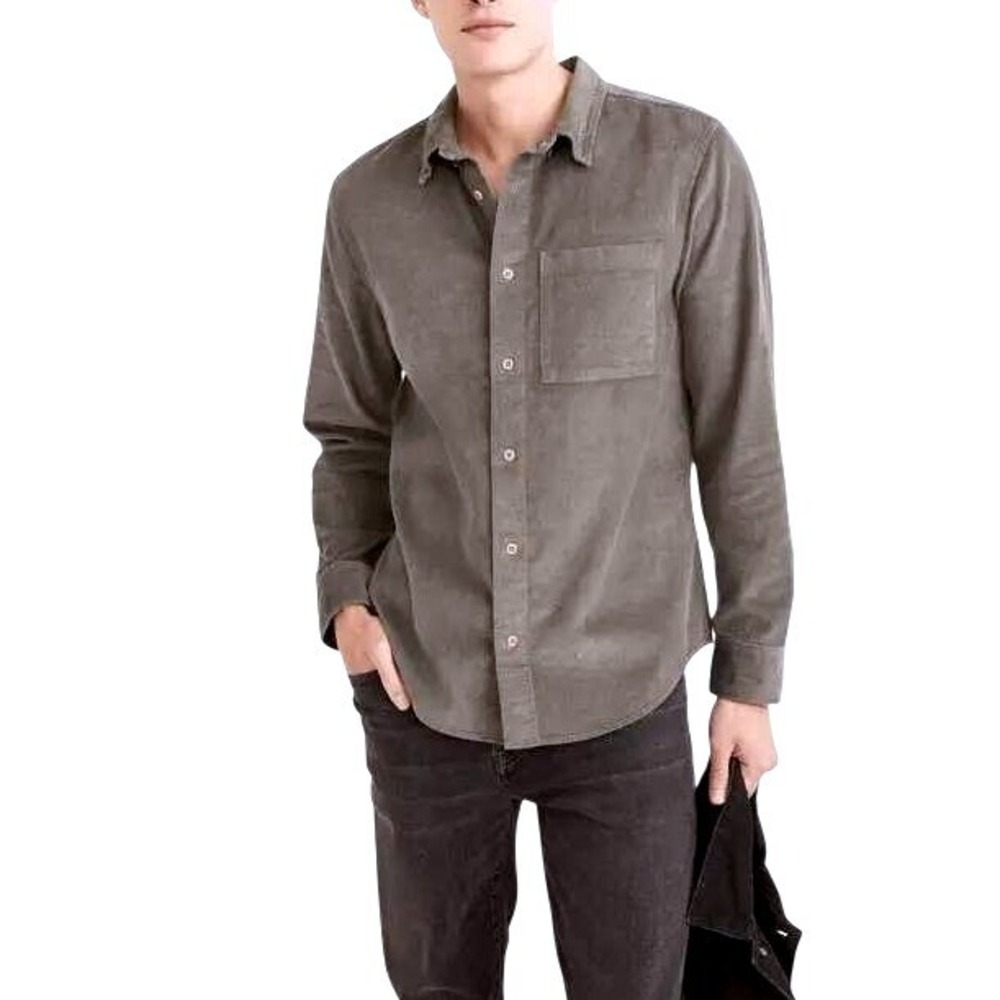 Madewell Perfect Fit Corduroy Button Down Shirt Men's Gray Cotton Size XL